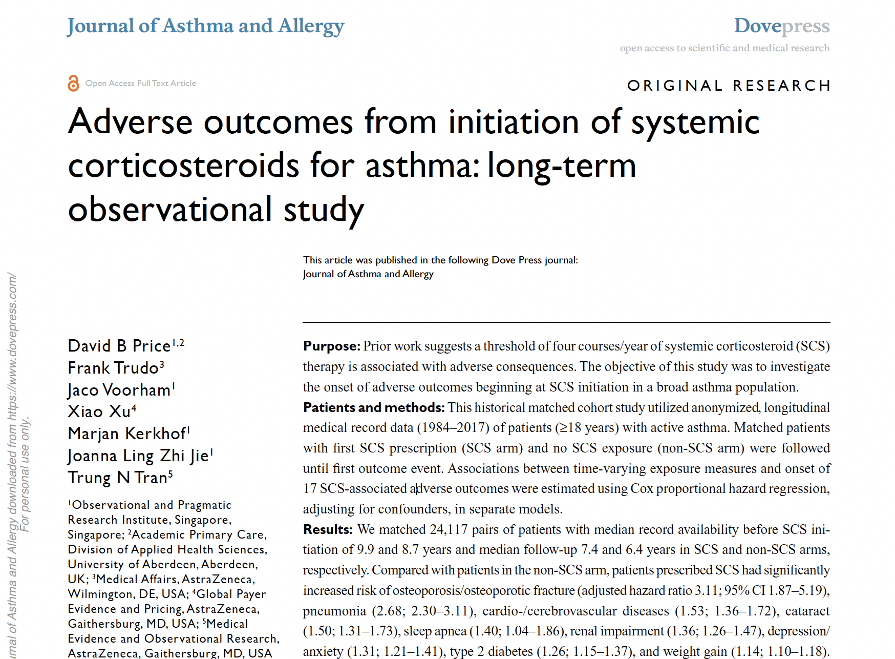 Adverse outcomes from initiation of systemic corticosteroids for asthma: long-term observational study
